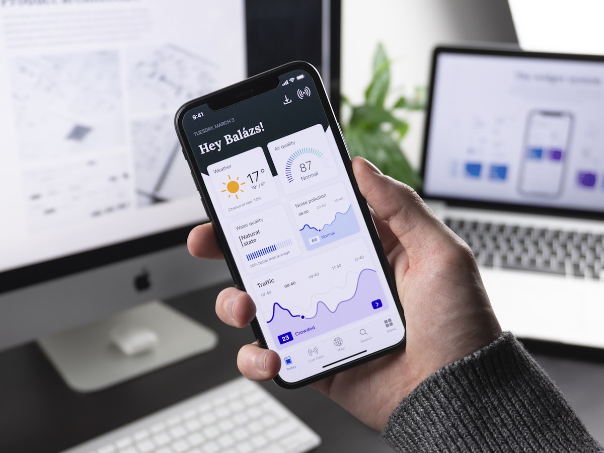 Mobile UI/UX design interface on a smartphone screen